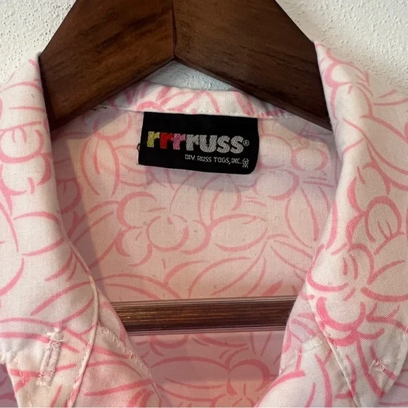 Vintage Russ Floral Botanical Button Front Short Sleeve Lightweight Blouse - Picture 4 of 6